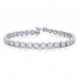 7 Carats Prong Set Round Real Diamond Tennis Bracelet Solid White Gold