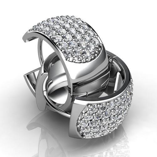 7 Carats Round Real Diamond Hoop Earring White Gold
