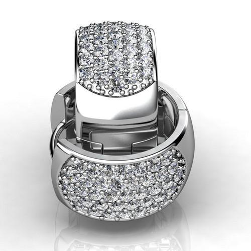 7 Carats Round Real Diamond Hoop Earring White Gold Lady Jewelry