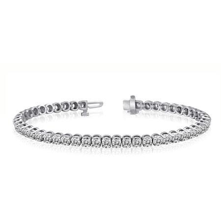 7 Carats White Real Diamond Round Cut Bracelet White Gold