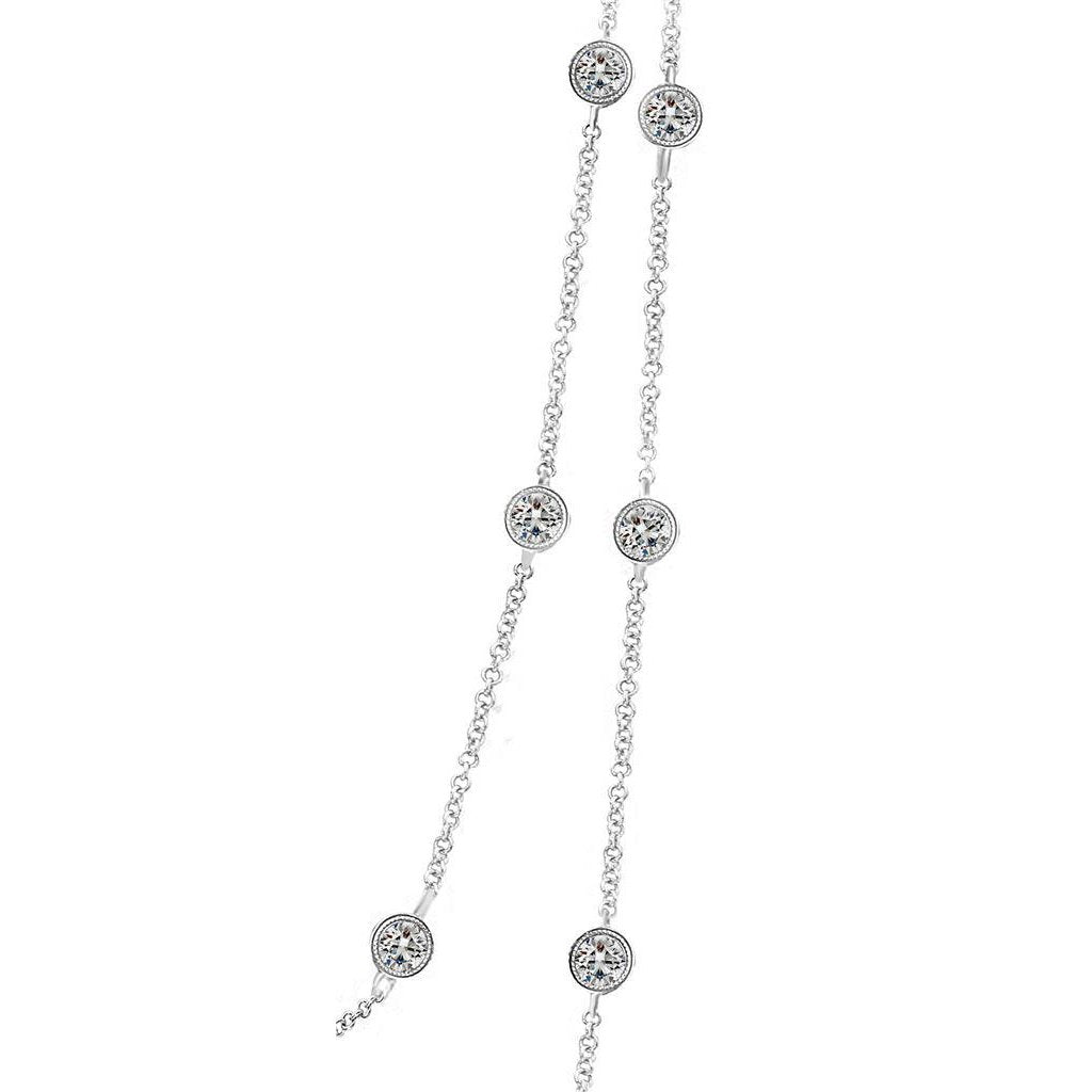 7 Ct Women Yard Of Natural Diamonds Necklace Bezel