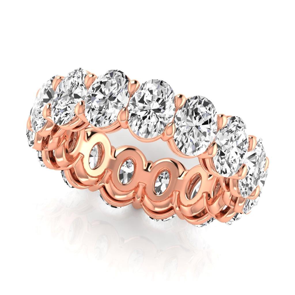 Brilliant Diamond Oval Cut Eternity Band in 14 Karat Rose Gold – side view