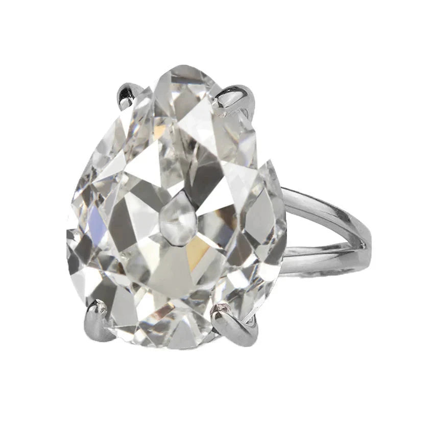 Diamond Old Mine Cut Solitaire Engagement Ring in 14K White Gold – main view