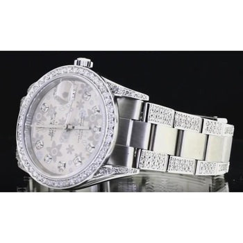 Diamond Covered Flower Dial Rolex Watch