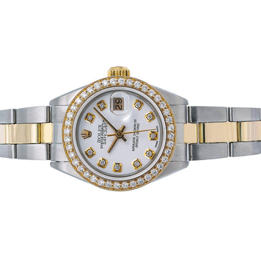Datejust Rolex Ladies Watch Two Tone Oyster Bracelet Natural Earth Mined Diamond Dial