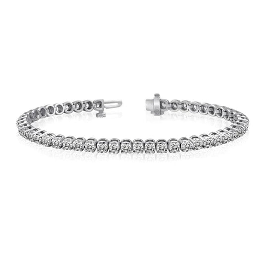 7.20 Carats Round Cut Natural Diamond Tennis Bracelet White Gold Fine Jewelry
