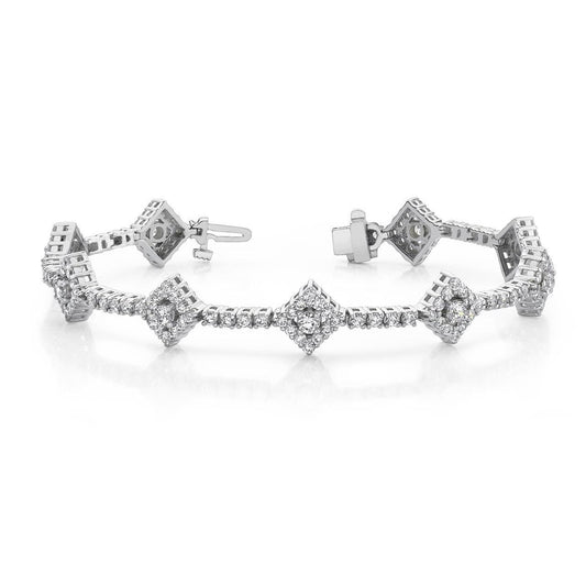 7.25 Carats Round Cut Sparkling Genuine Diamonds Link Bracelet White Gold 14K