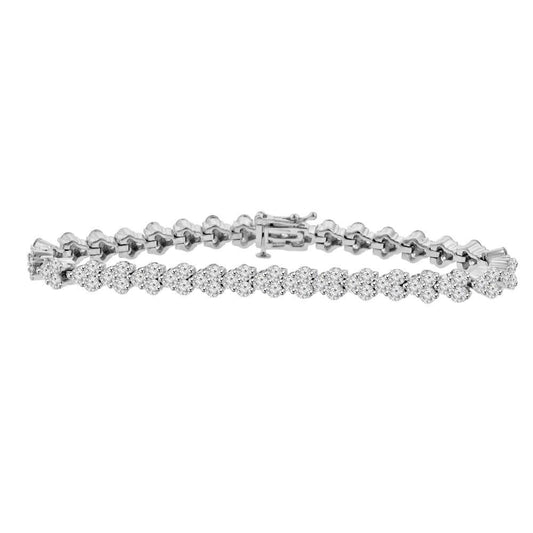 7.35 Carats Sparkling Real Diamond Women Tennis Bracelet White Gold 14K
