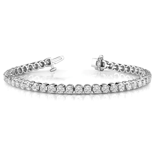 7.40 Carats Round Cut Natural Diamond Tennis Bracelet WG 14K