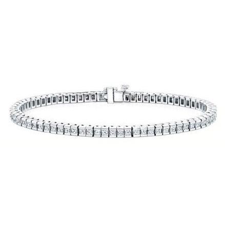 7.50 Carat Princess Genuine Diamonds Tennis Bracelet White Gold