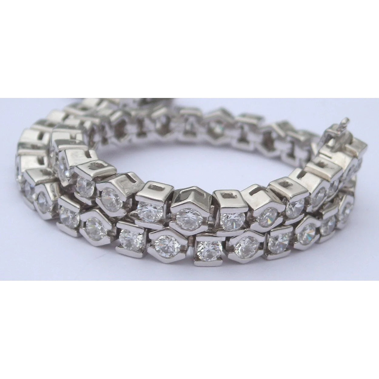 7.50 Carats Real Diamond Tennis Bracelet Round Half Bezel