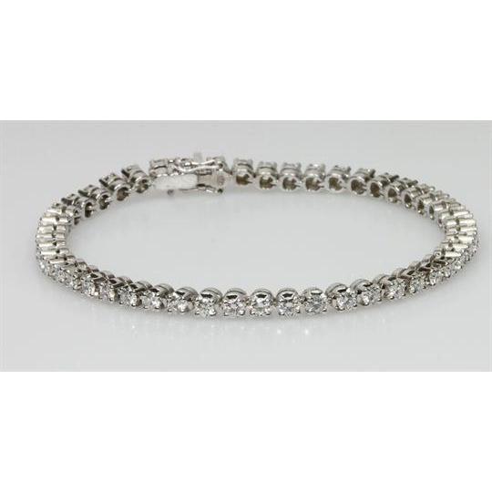 7.50 Ct Genuine Round Diamond Tennis Bracelet Solid 14K White Gold