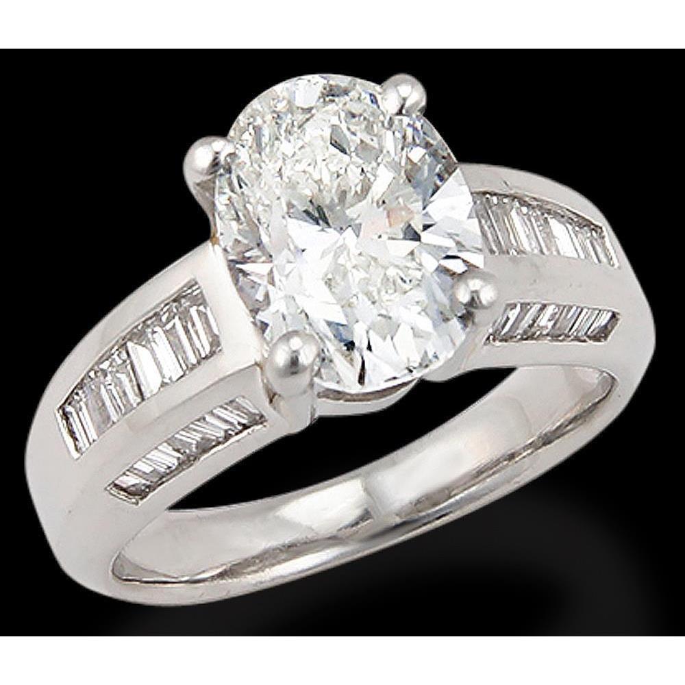 7.50 Ct. Oval Genuine Diamond Solitaire With Accents Ring