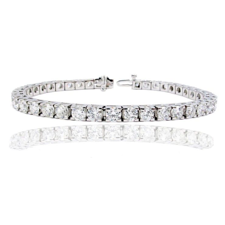 7.60 Carats Sparkling Brilliant Cut Natural Diamonds Tennis Bracelet WG