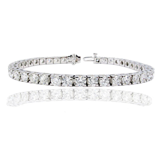 7.60 Carats Sparkling Brilliant Cut Natural Diamonds Tennis Bracelet WG