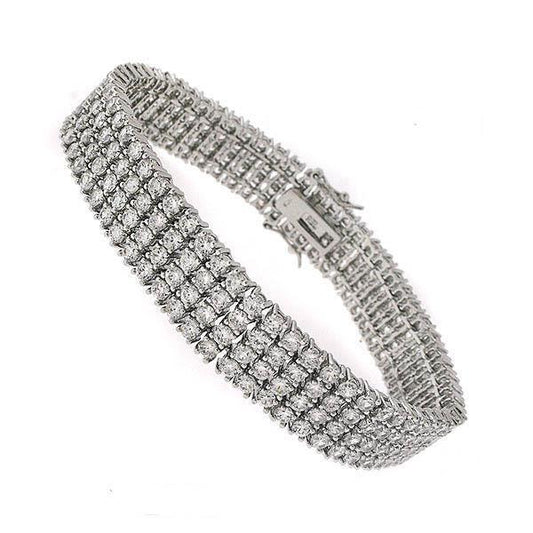 7.70 Carats Prong Set Round Real Diamonds Tennis Bracelet Gold White 14K