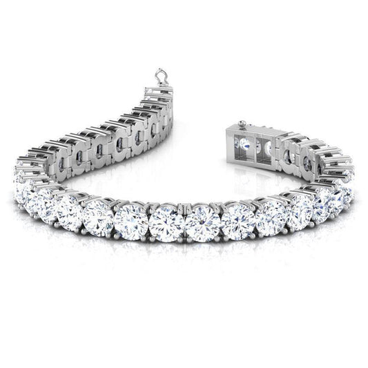 7.75 Carats Round Genuine Diamond Tennis Bracelet White Gold 14K