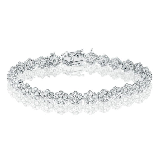 7.80 Carats Round Cut Gorgeous Natural Diamond Lady Bracelet 14K White Gold