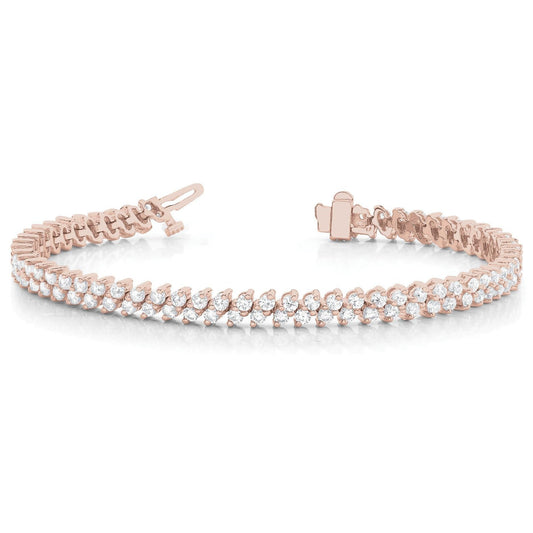 7.85 Carats Round Real Diamond Tennis Bracelet Rose Gold 14K