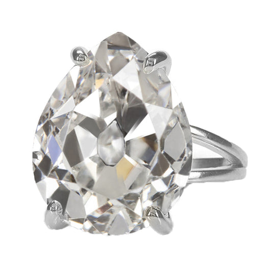 Old Mine Cut Brilliant Diamond ring in 14K White Gold – main view
