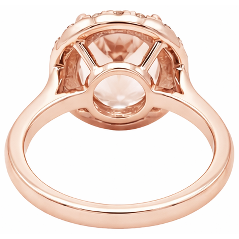 8.10 Ct Morganite Fancy Ring With Natural Earth Mined DIAMOND ( NOT LAB GROWN )s Rose Gold 14K