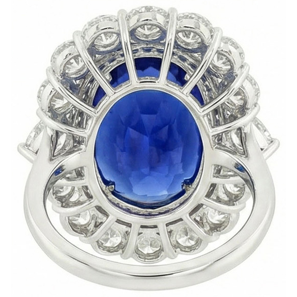 natural round sapphire 8.50ct ring on white background