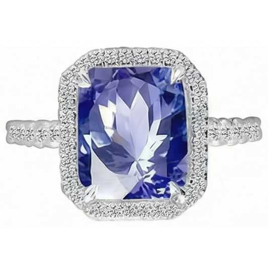 8.81 Ct. Radiant Ceylon Color Sapphire And IGI CERTIFIED Diamonds Engagement Ring