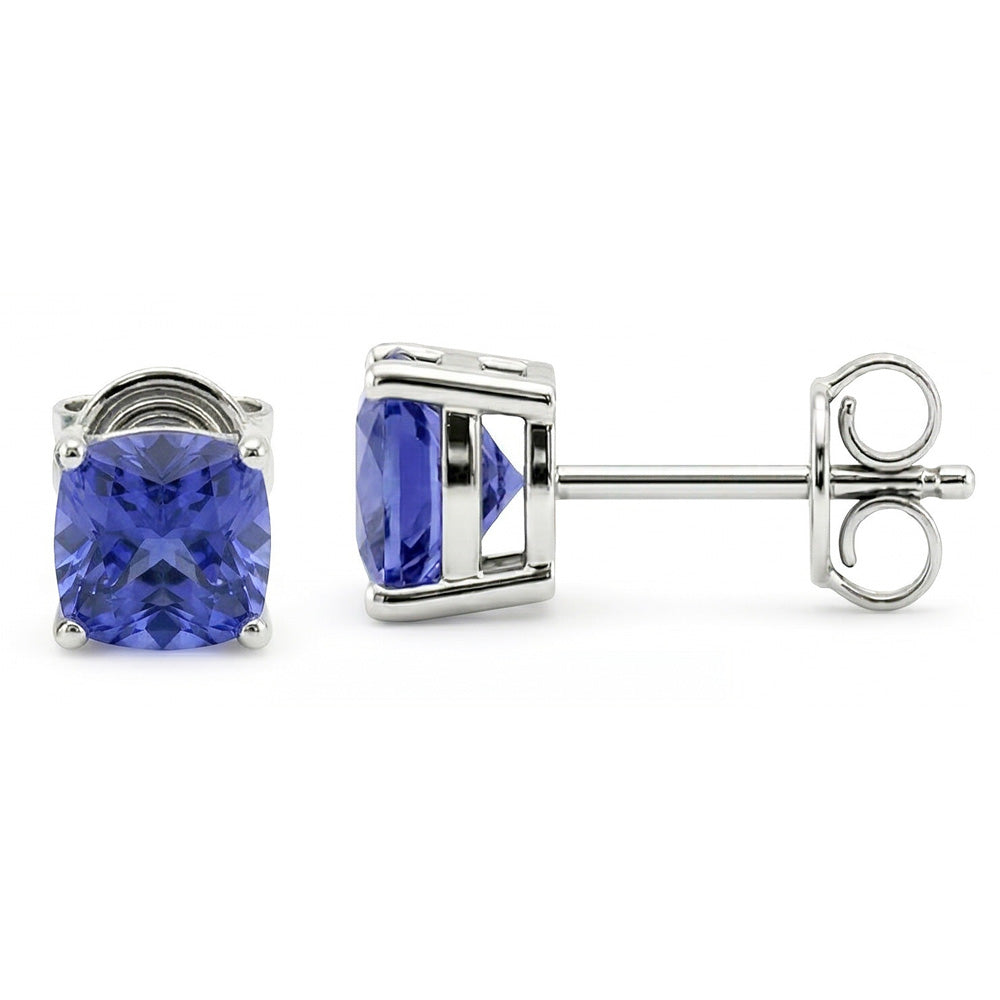 8 Carat Princess Sri Lankan Sapphire Studs Earrings Women Jewellery