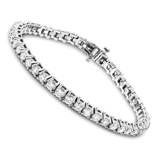8 Carats Round Natural Diamond Women Bracelet White Gold