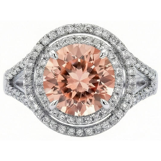 8 Ct Morganite Halo Natural Earth Mined Diamonds Ring White Gold 14K New