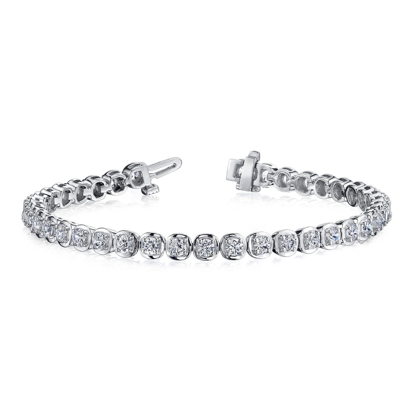8 Ct Round Brilliant Cut Genuine Diamond Tennis Bracelet White Gold 14K
