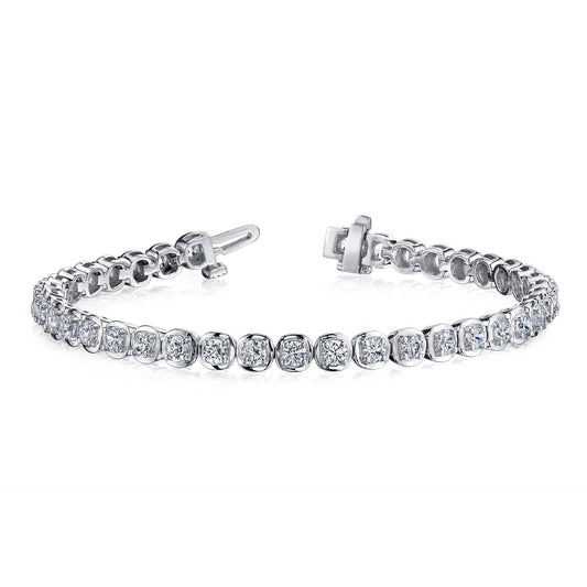 8 Ct Round Brilliant Cut Genuine Diamond Tennis Bracelet White Gold 14K