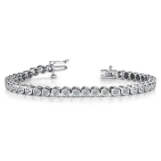 8 Ct Round Brilliant Cut Real Natural Earth Mined Diamonds Bracelet White Gold