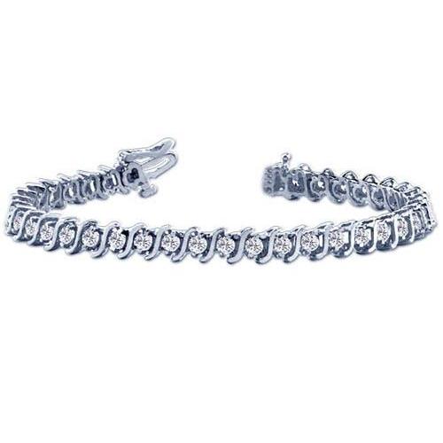8 Ct Round Natural Diamond S Link Tennis Bracelet White Gold Lady Jewelry