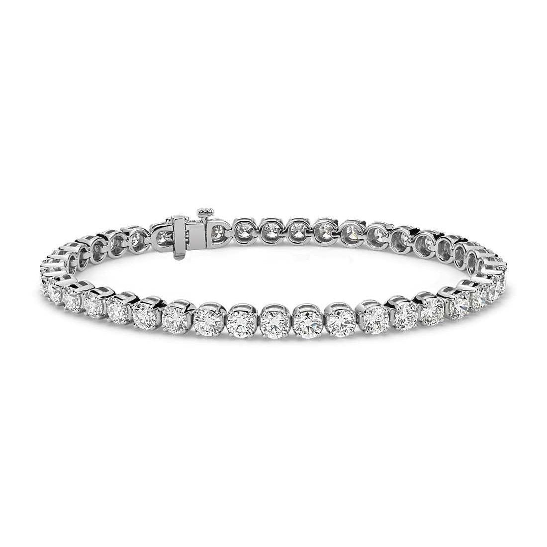 8 Ct Round Natural Diamond Women White Gold Tennis Bracelet