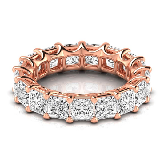 Fine Diamond Princess Eternity Band in 14K Rose Gold – front view