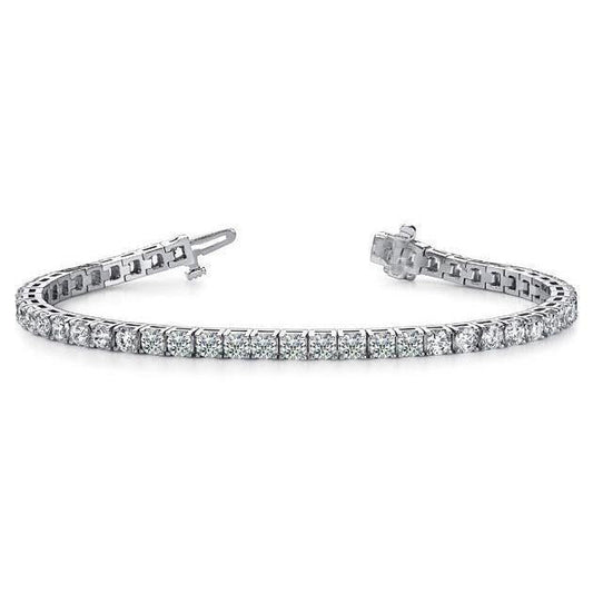 8.10 Carats Natural Round Diamonds Tennis Bracelet White Gold 14K Prong Set