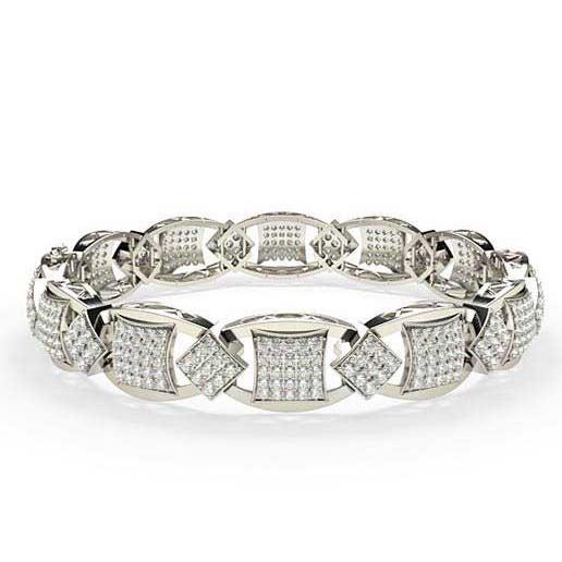 8.20 Carats Natural Sparkling Diamonds Link Men Bracelet White Gold 14K