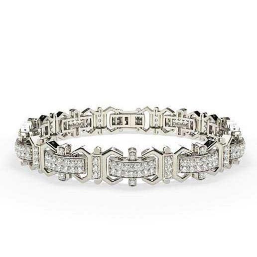 8.20 Carats Prong Set Small Natural Diamonds Men'S Bracelet Gold White 14K