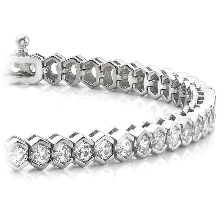 8.40 Ct Half Bezel Set Round Real Diamond Tennis Bracelet White Gold