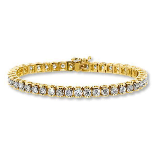8.80 Carats Round Cut Natural Diamond Tennis Bracelet Yellow Gold 14K