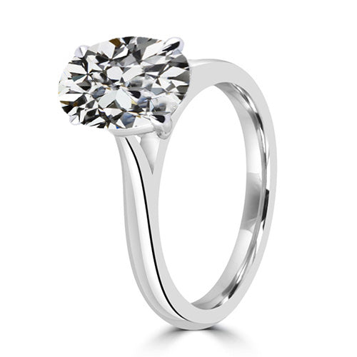 Fine Diamond Solitaire Engagement Ring 4-ct 14K White Gold – side view
