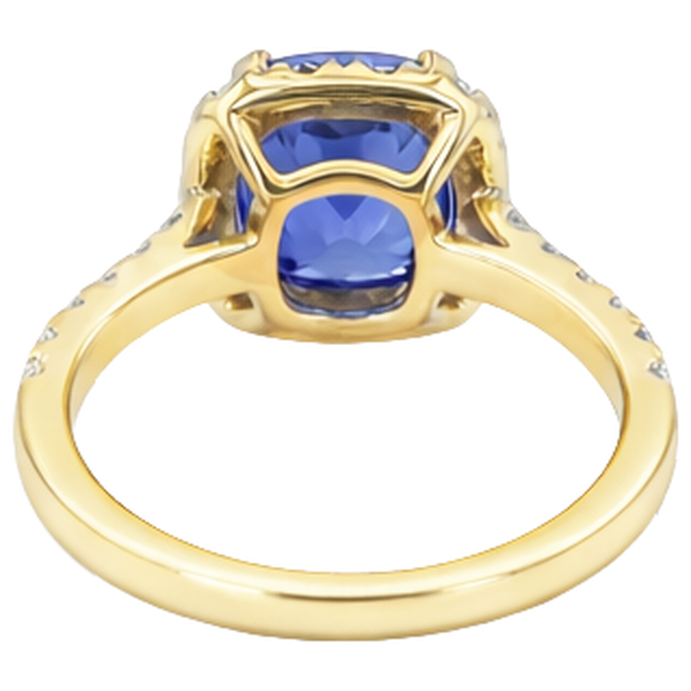9.00 Ct Tanzanite And Natural Earth Mined Diamonds Ring Gold Yellow 14K