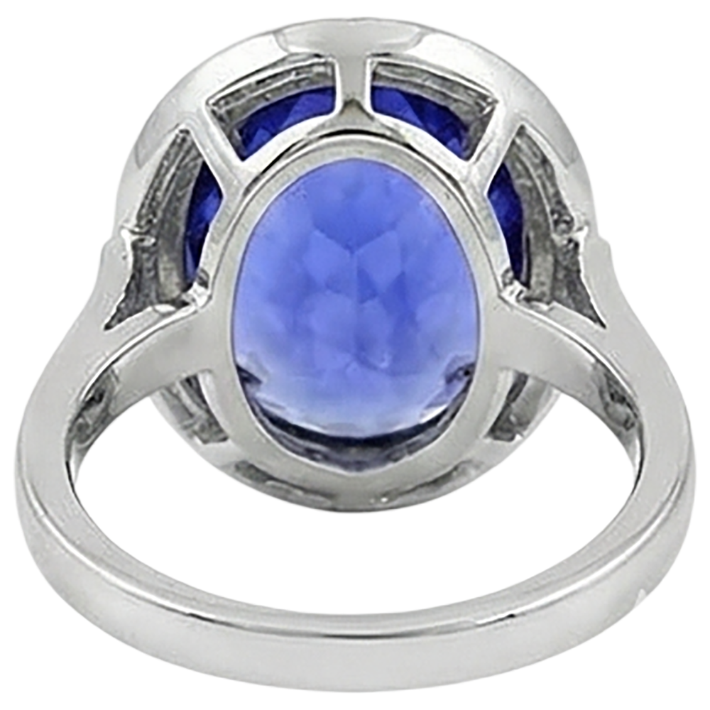 9.01 Carat Oval Tanzanite And Natural Earth Mined Diamonds Wedding Ring Gold White 14K