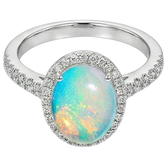 natural round opal 9.40ct ring side angle