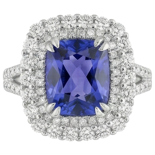 natural round tanzanite 9.50ct ring side angle