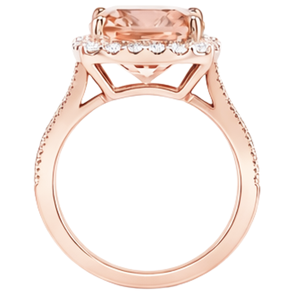 9.50 Ct Halo Morganite With Natural Earth Mined Diamonds Wedding Ring Rose Gold