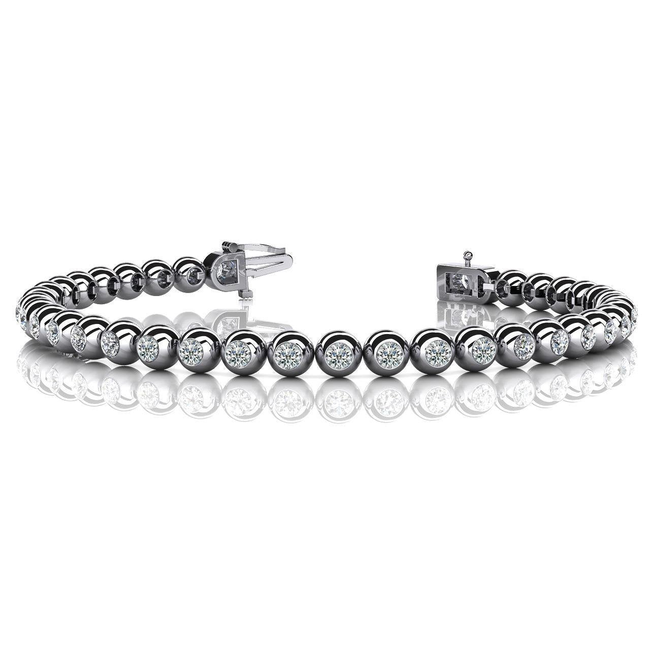 9 Carats Real Diamonds Bezel Set Tennis Round Cut Bracelet White Gold