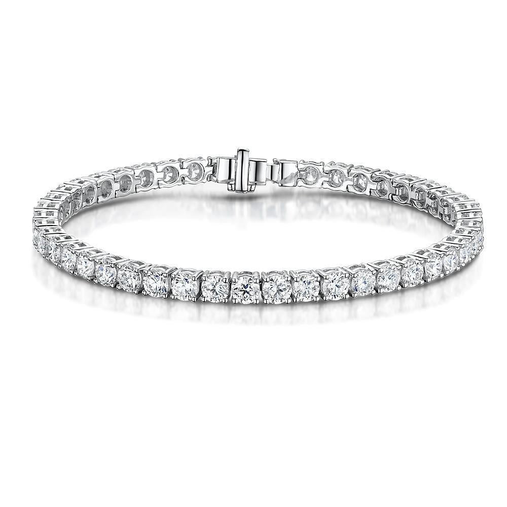 9 Carats Round Brilliant Genuine Diamond Tennis Bracelet White Gold Jewelry