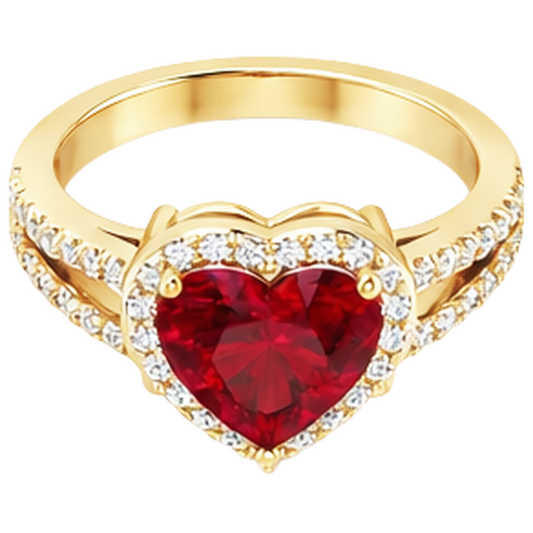 9 Ct Beautiful Heart Shape Ruby And Natural Earth Mined DIAMOND ( NOT LAB GROWN ) Ring Yellow Gold